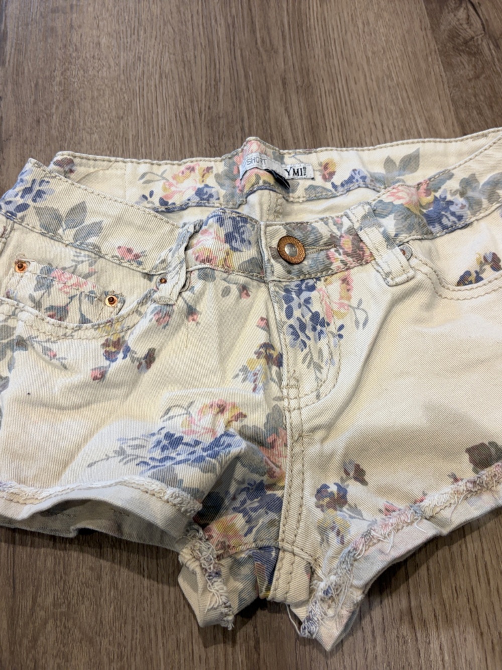 Floral Denim Shortie Shorts